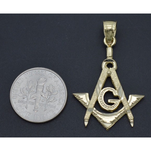 Real 10K Solid Yellow Gold Turtle Shiny Freemason Masonic Charm Pendant - Picture 4 of 7
